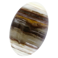 Ein ovaler Streifenopal-Cabochon mit Bändern aus buntem Opal.
