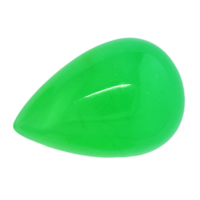 Ein tropfenförmiger Grünopal-Cabochon mit leuchtend grüner Farbe.