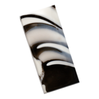 Ein polierter Zebraopal-Cabochon mit Streifen aus kontrastreichen schwarzen und weißen Opalschichten.