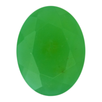 Ein facettierter Grünopal mit tiefgrüner Farbe.